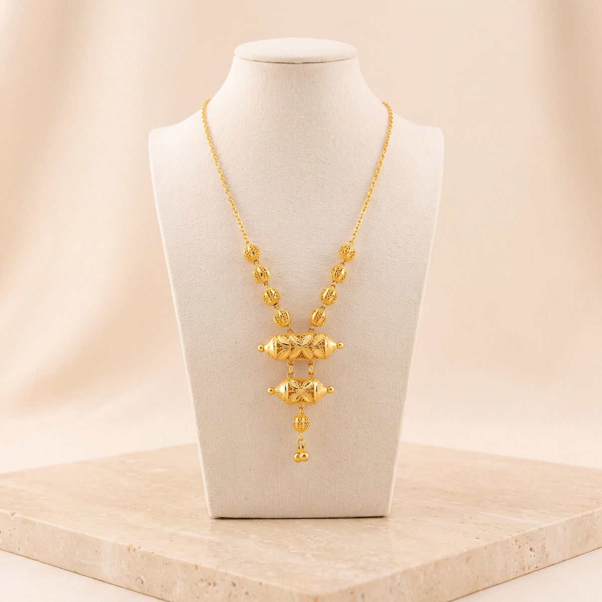 Kids 2 Step RP Mala Necklace 21 on travertine