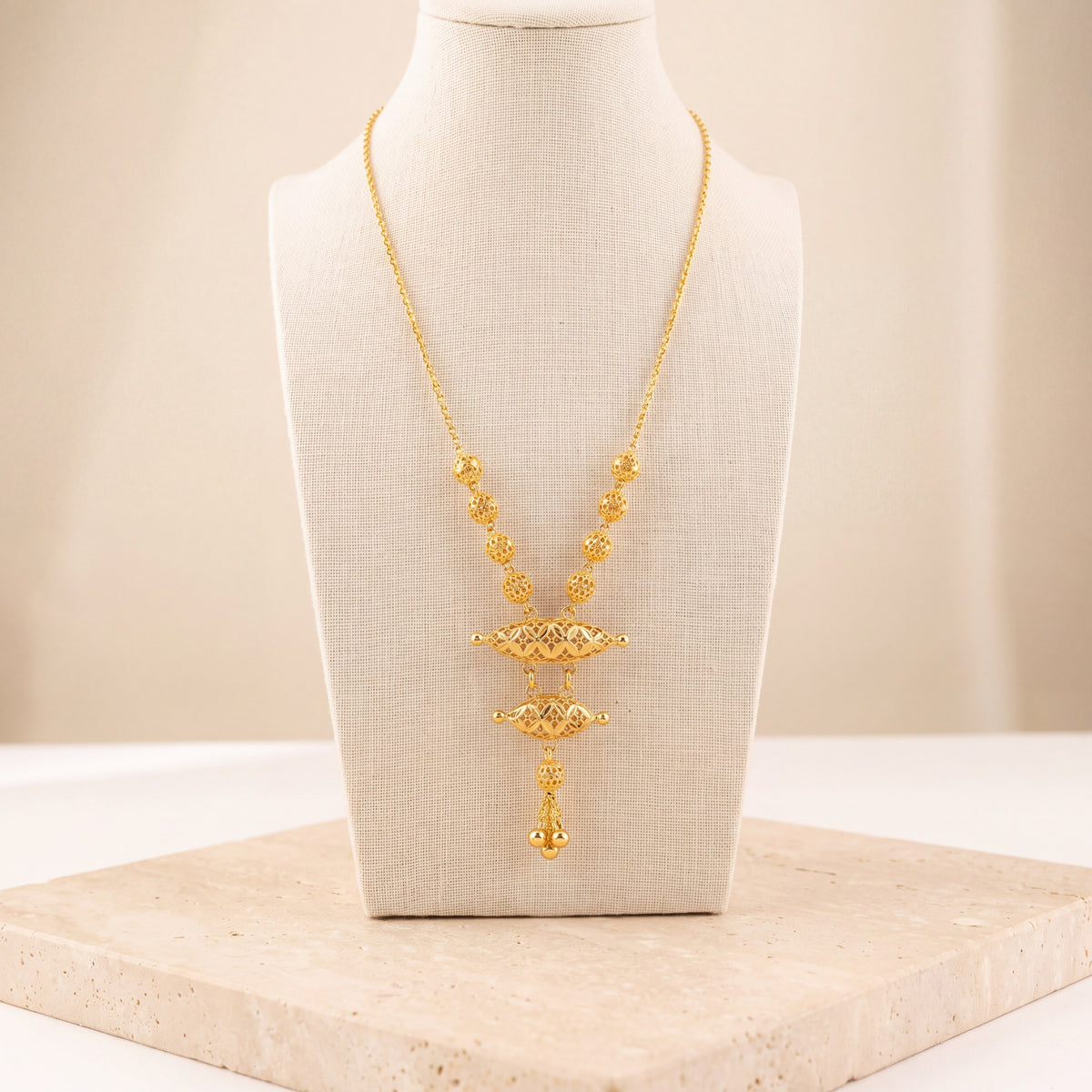Kids 2 Step RP Mala Necklace 22 on travertine