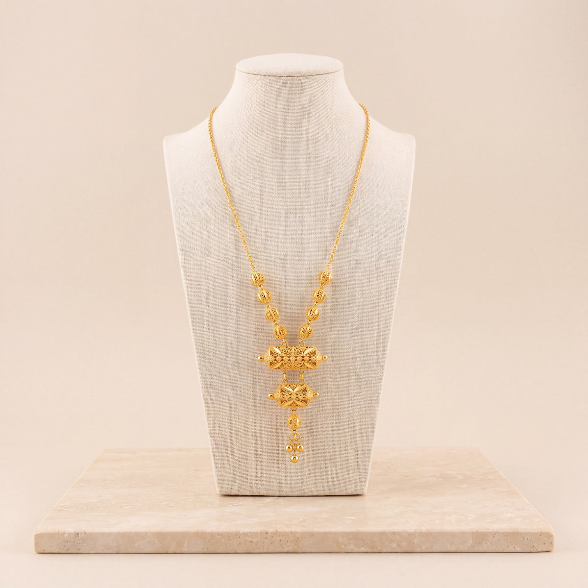 Kids 2 Step RP Mala Necklace 23 on travertine