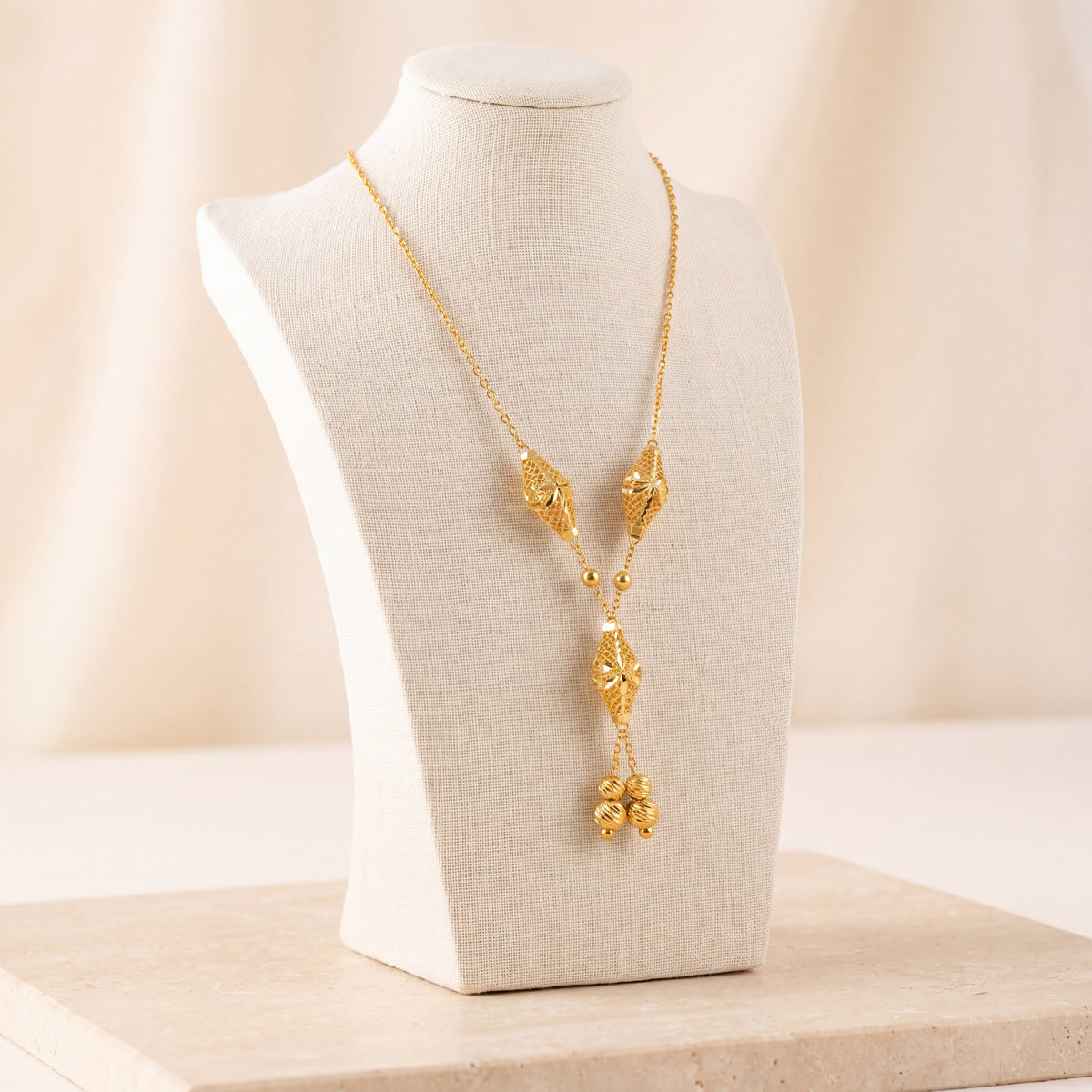 Kids 3 Piece RP Mala Necklace 21 on travertine
