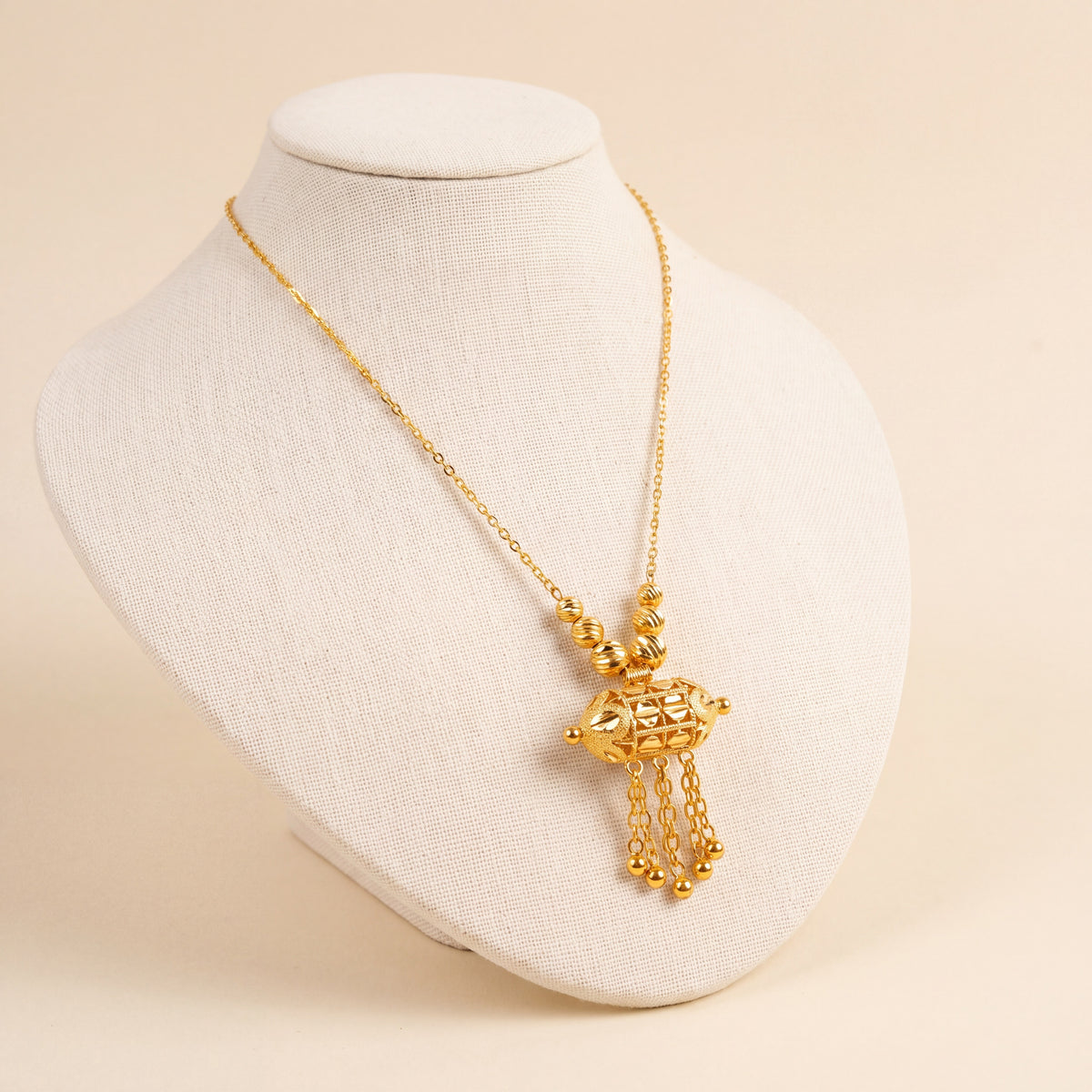 Kids Barrel Mala Necklace 1, 925 silver 24K gold plated