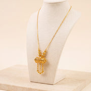 Kids Barrel Mala Necklace 17 on travertine