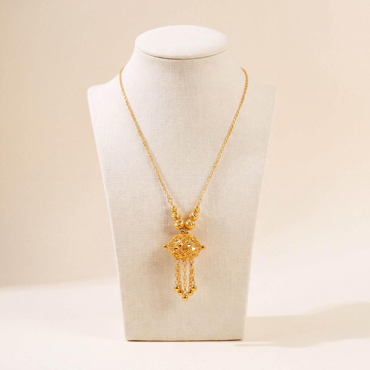 Kids Barrel Mala Necklace 2, 925 silver 24K gold plated