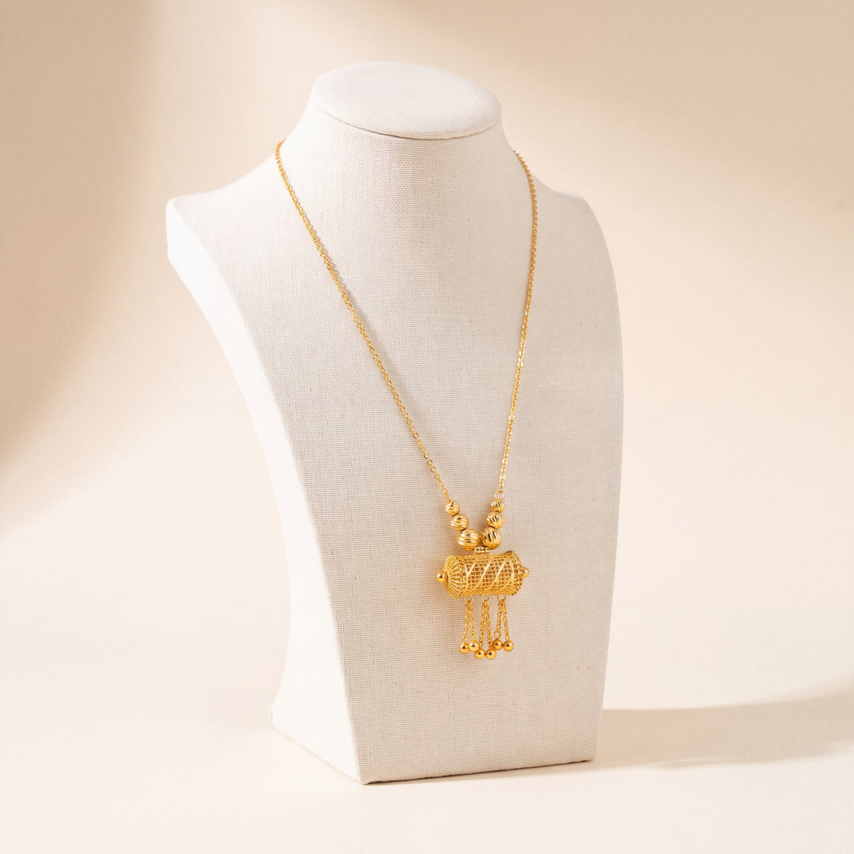Kids Barrel Mala Necklace 29, 925 silver 24K gold plated