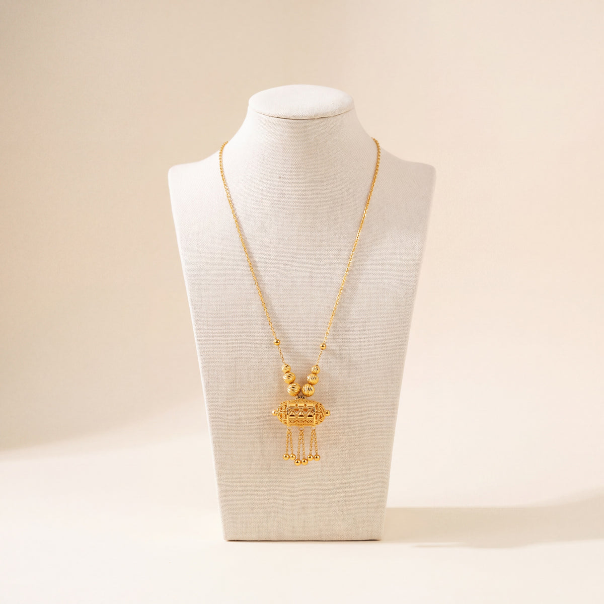 Kids Barrel Mala Necklace 32, 925 silver 24K gold plated