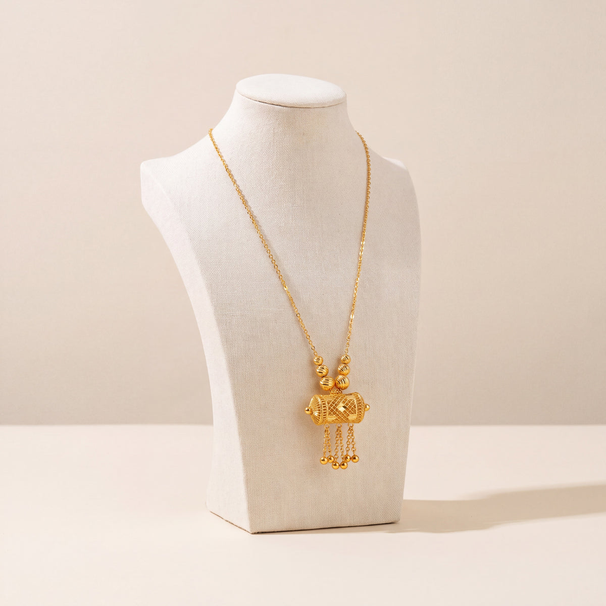 Kids Barrel Mala Necklace 33, 925 silver 24K gold plated