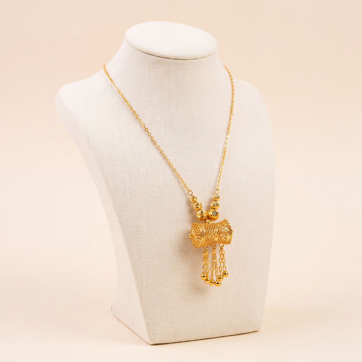 Kids Barrel Mala Necklace 5, 925 silver 24K gold plated