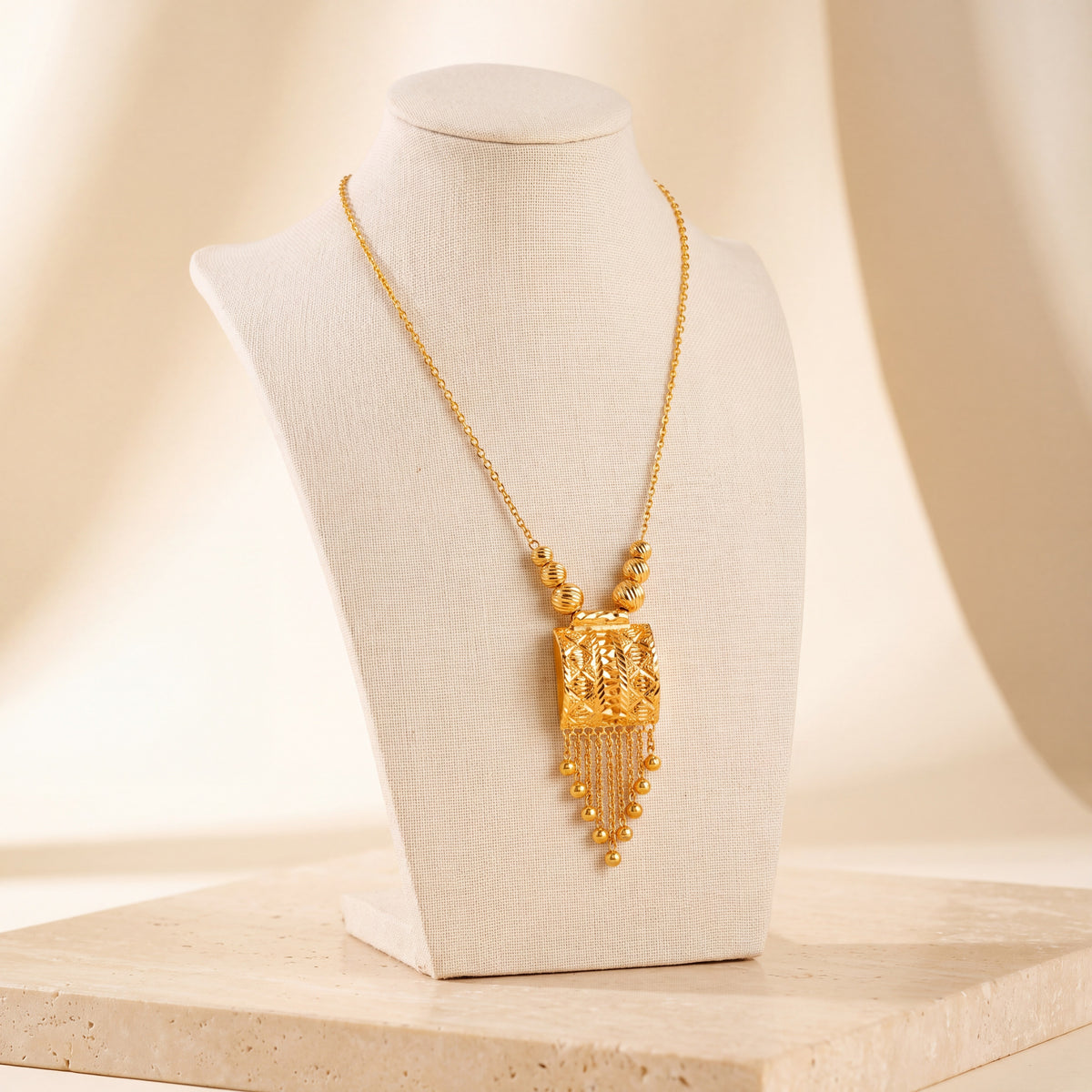 Kids Casting Mala Necklace 10 on travertine