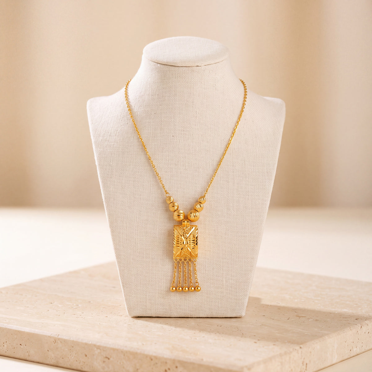 Kids Casting Mala Necklace 6 on travertine