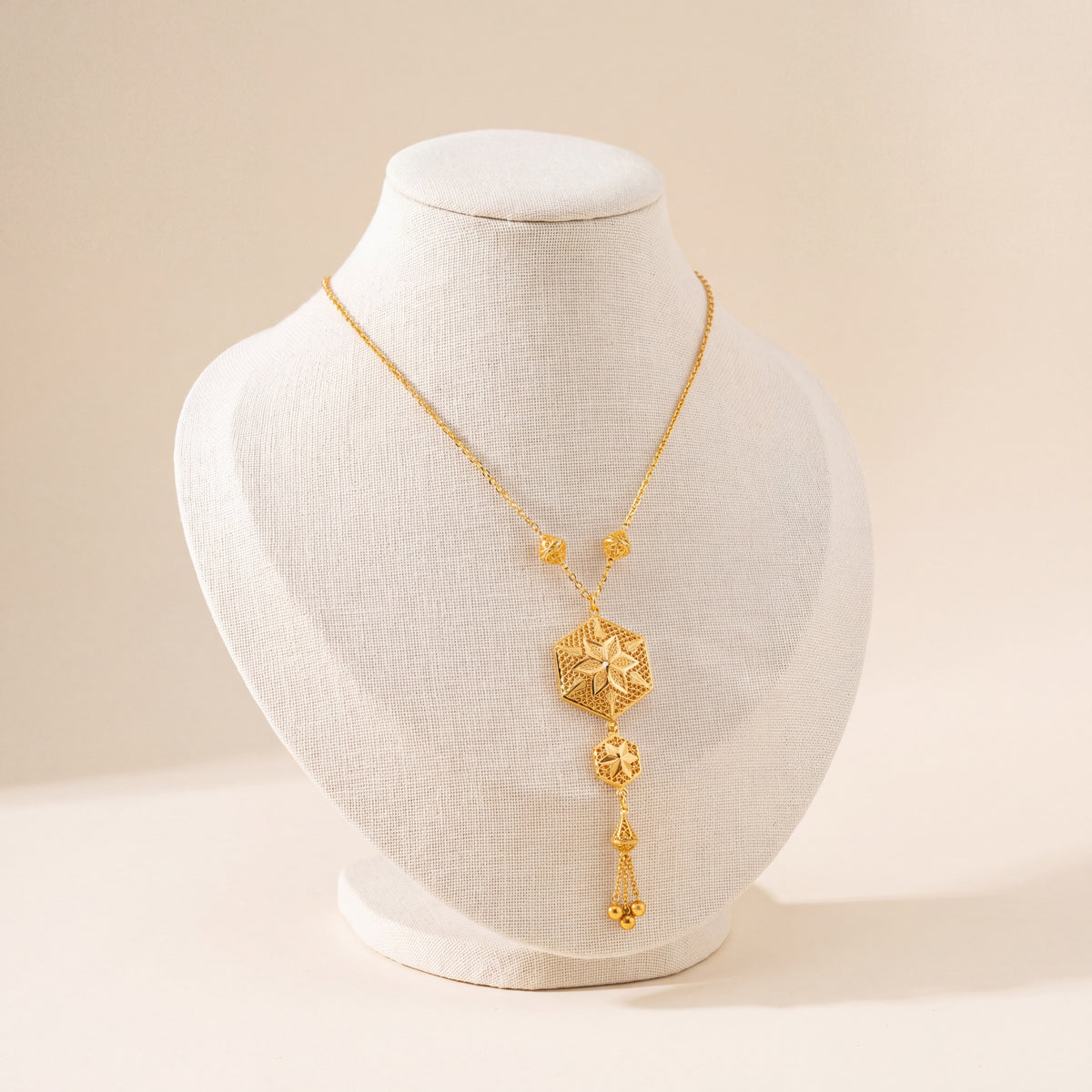 Kids Double Hexa Mala Necklace, 925 silver 24K gold plated