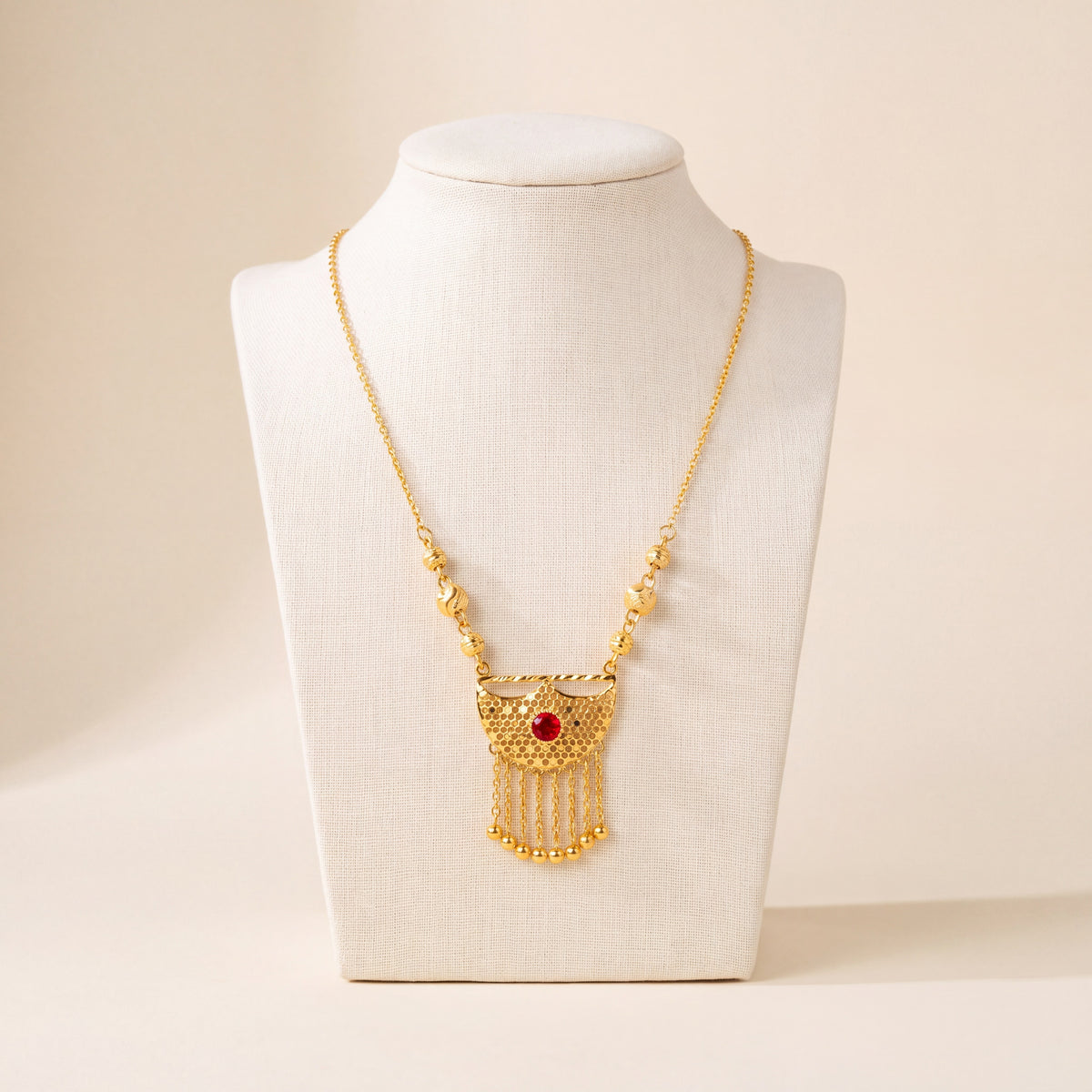 Kids Moon Mala Necklace with Stone 3, 925 silver 24K gold plated