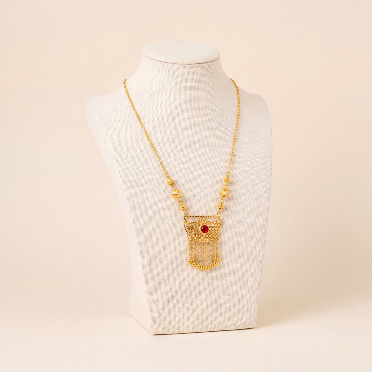Kids Moon Mala Necklace with Stone 4, 925 silver 24K gold plated