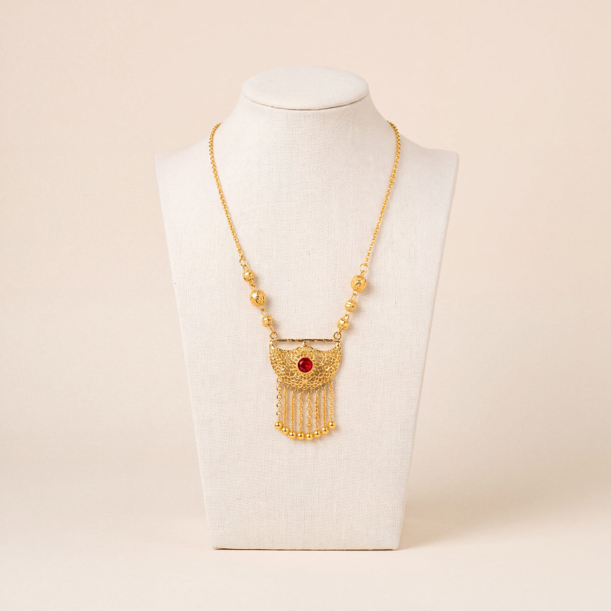 Kids Moon Mala Necklace with Stone 5, 925 silver 24K gold plated