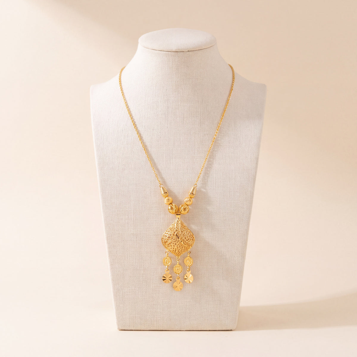 Kids RP Mala Necklace 19, 925 silver 24K gold plated