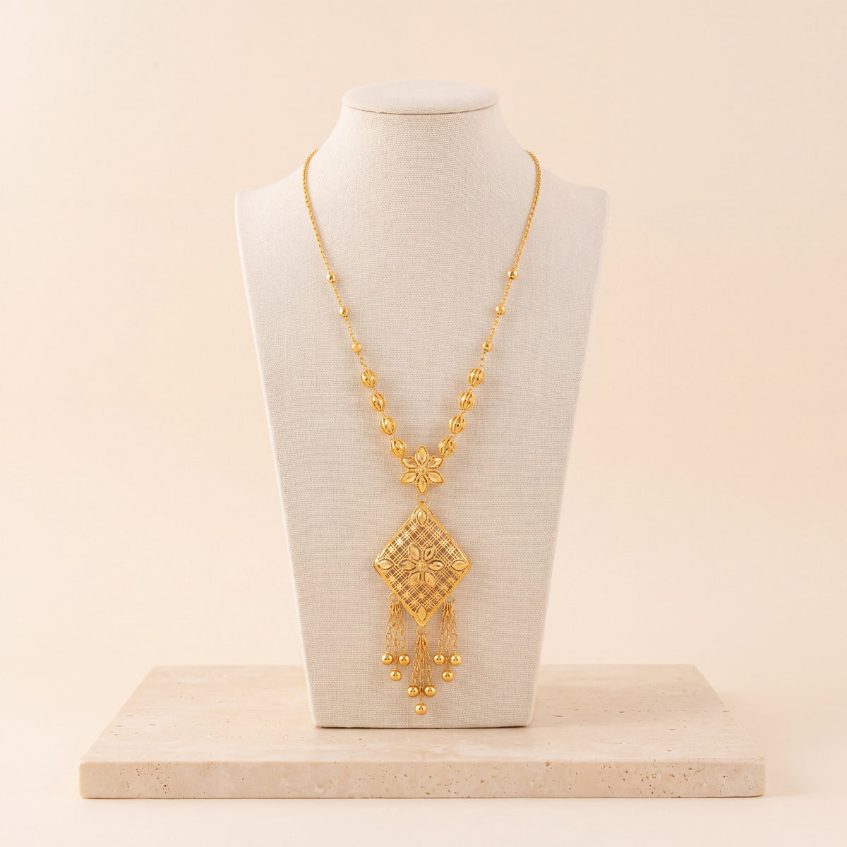 Kids RP Mala Necklace 24 on travertine