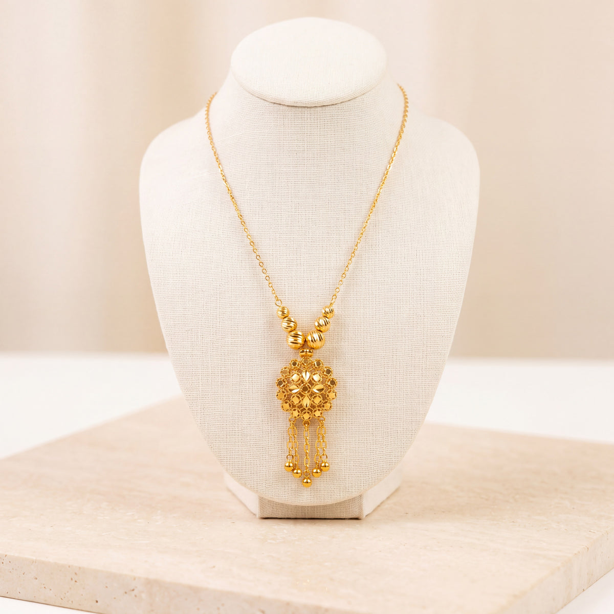 Kids RP Mala Necklace 4 on travertine