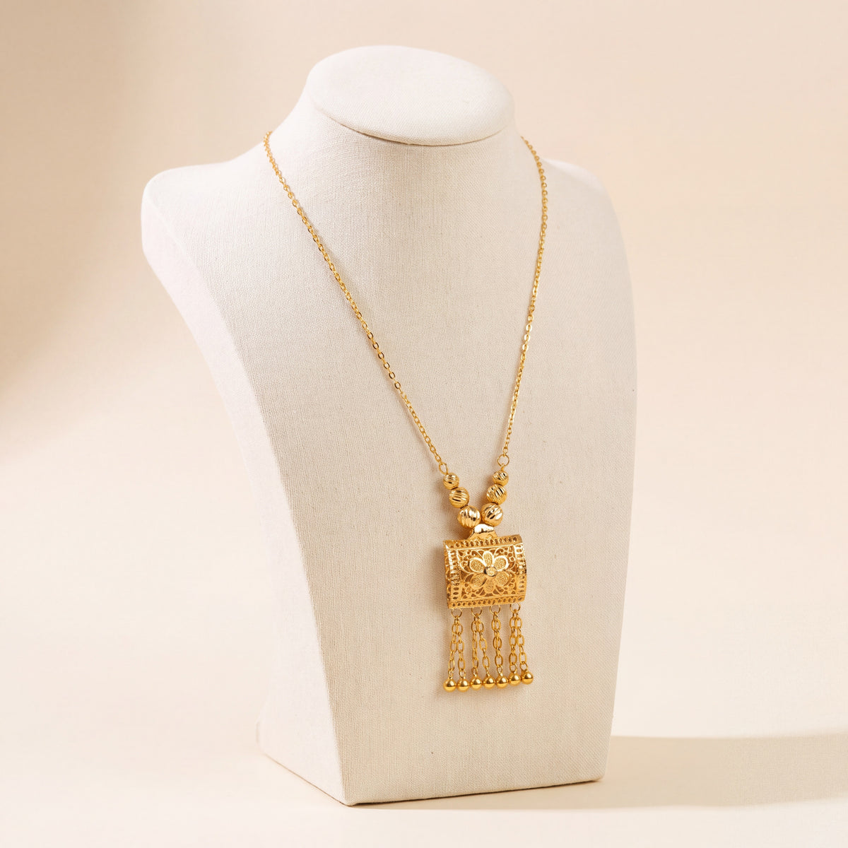 Kids Square Mala Necklace 1, 925 silver 24K gold plated