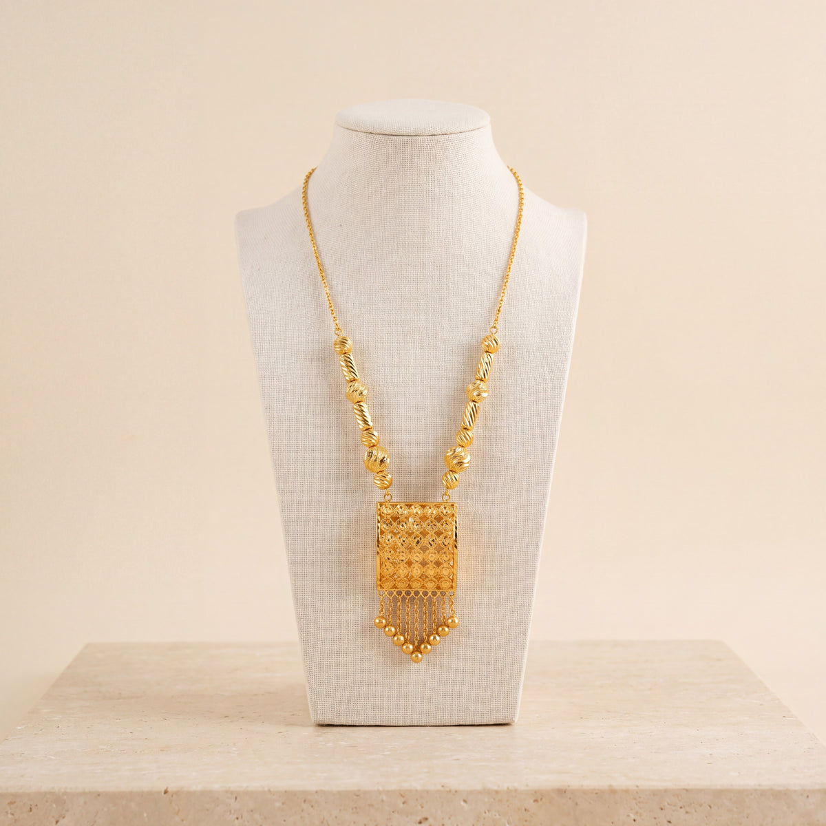 Kids Square Mala Necklace 3 on travertine