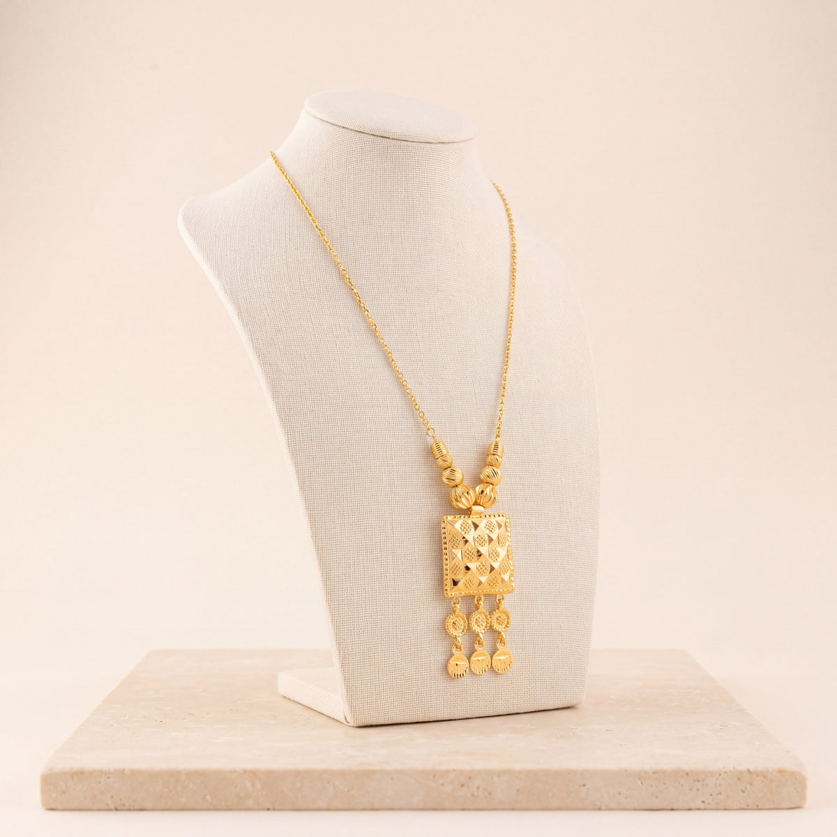 Kids Stamp Mala Necklace 4 on travertine