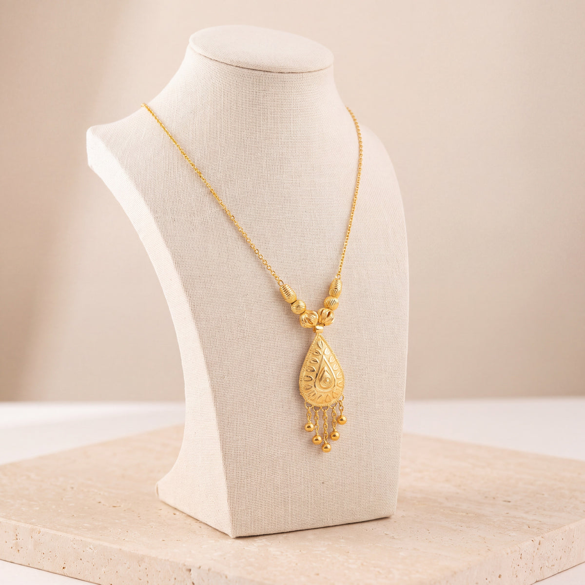 Kids Stamp Mala Necklace 5 on travertine