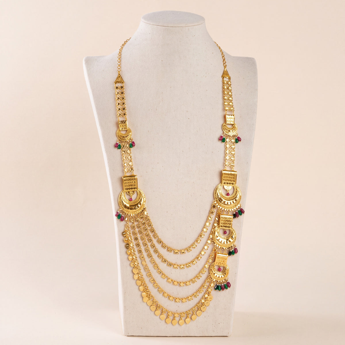 Layered Moon Moria Necklace 1, 925 silver 24K gold plated