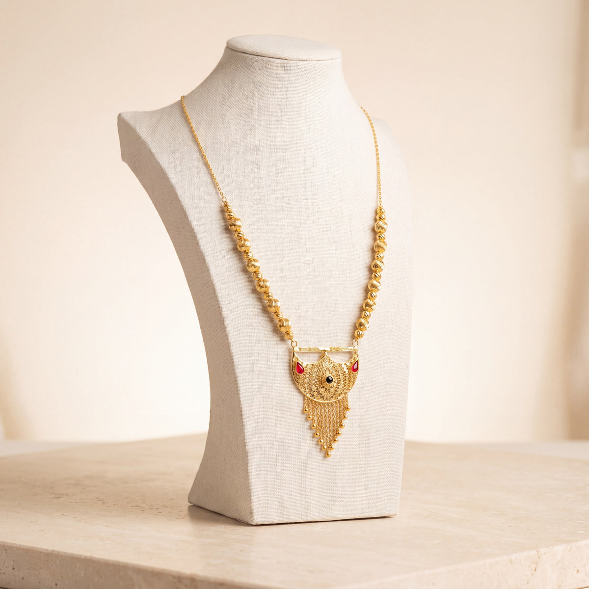 Moon Mala Necklace Small 9 on travertine