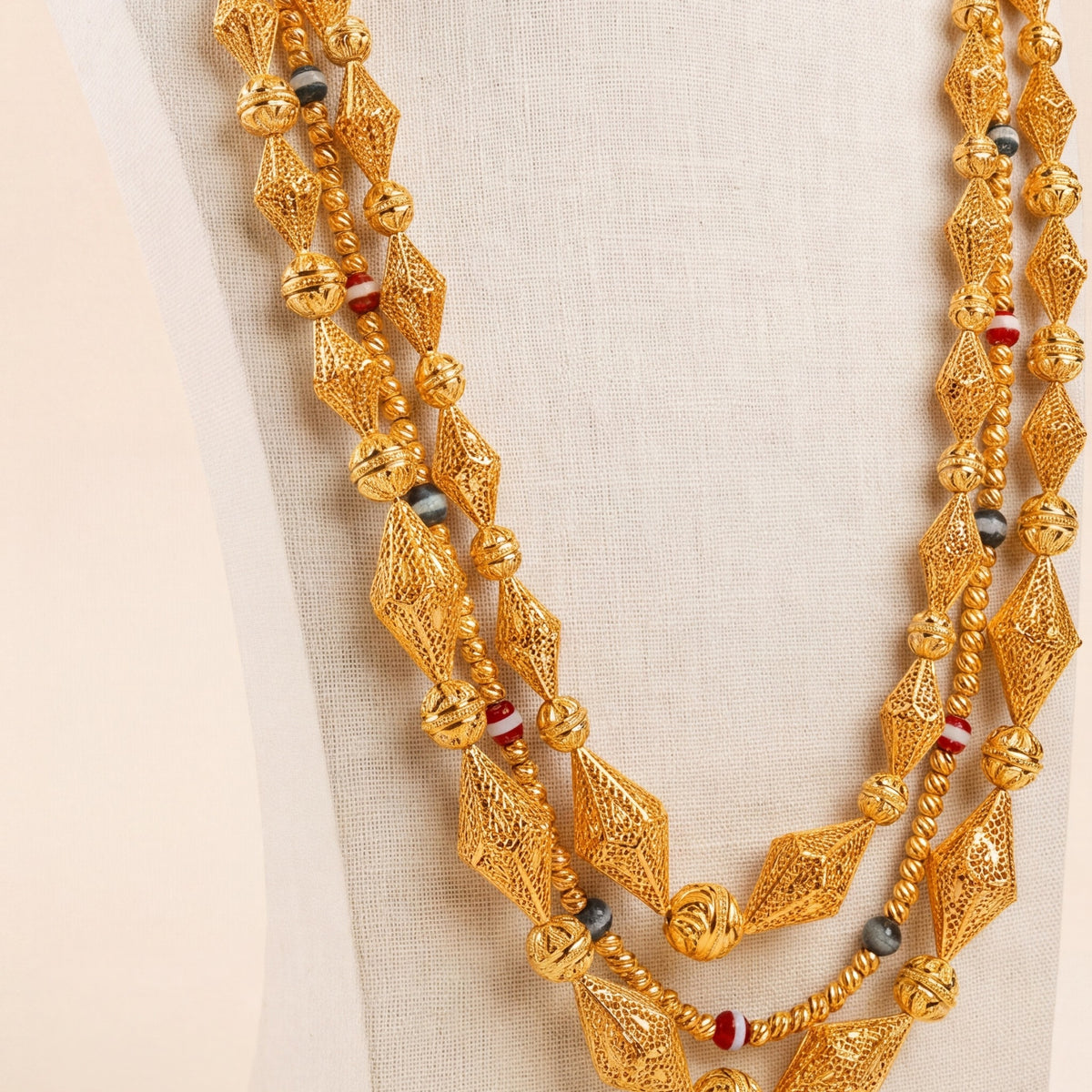 Multi Line Mala Necklace 4 design detail