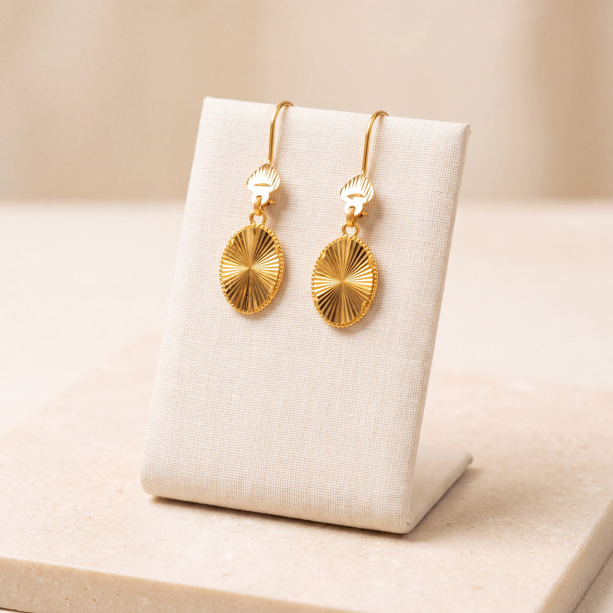 Oval Earrings (V1) – Without chains, on travertine
