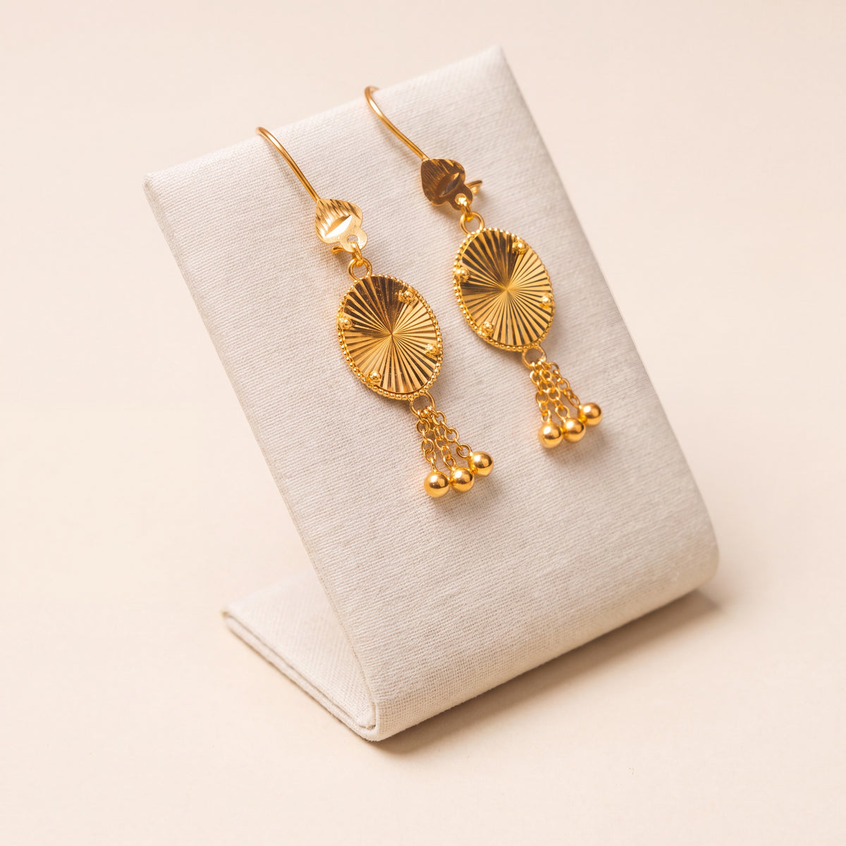 Oval Earrings (V1) – With chains, 925 silver 24K gold plated