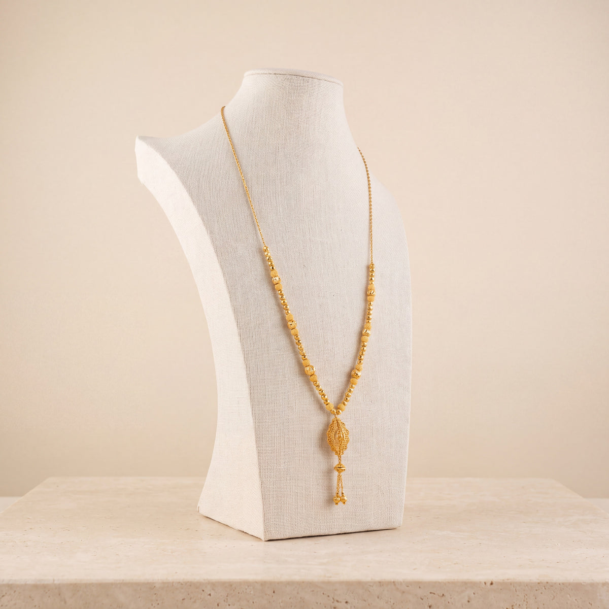 RP Beads Mala Necklace 3 on travertine