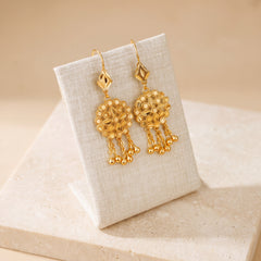 RP Earrings 4 – Diamond top, on travertine