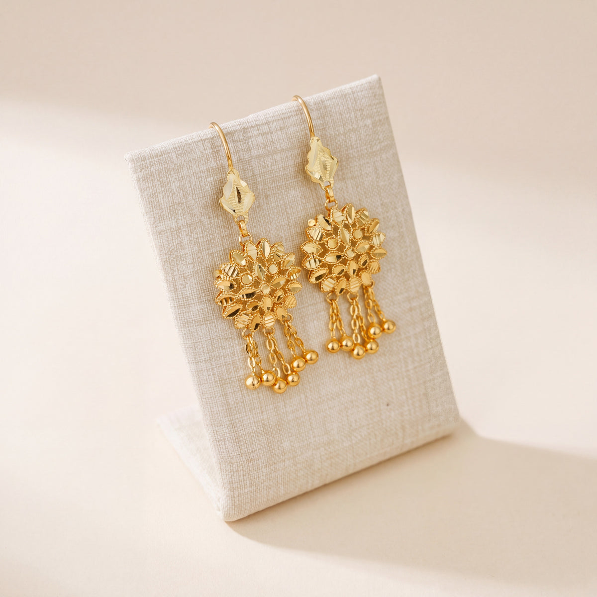 RP Earrings 5 – Gold earrings with 5 dangles, 925 silver 24K gold plated
