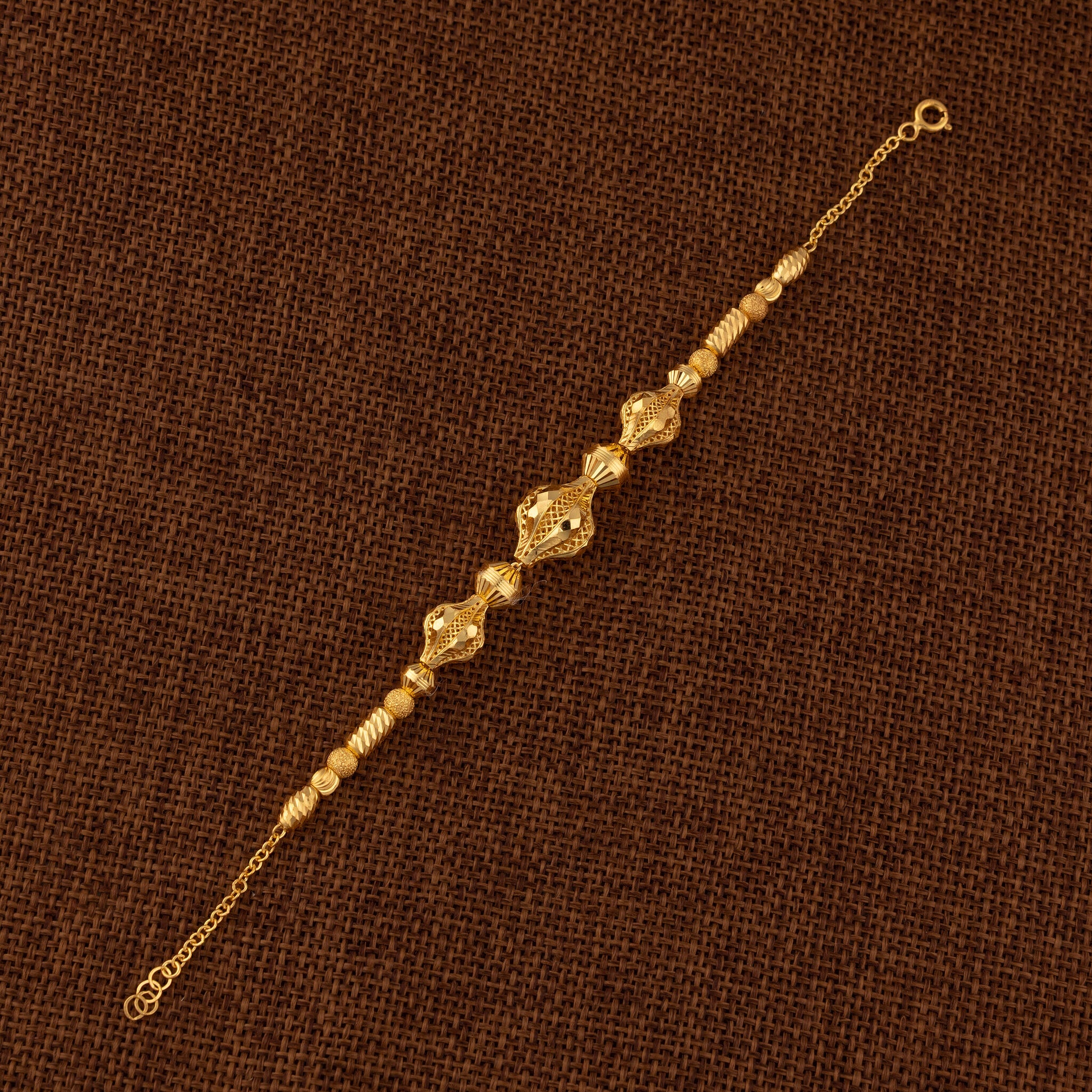RP Beads & Ball Bracelet (D102) - 925 Silver & 24K Gold Plated - Falaq Jewellery Oman
