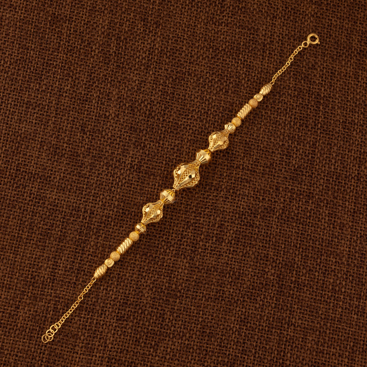 RP Beads & Ball Bracelet (D102) - 925 Silver & 24K Gold Plated - Falaq Jewellery Oman