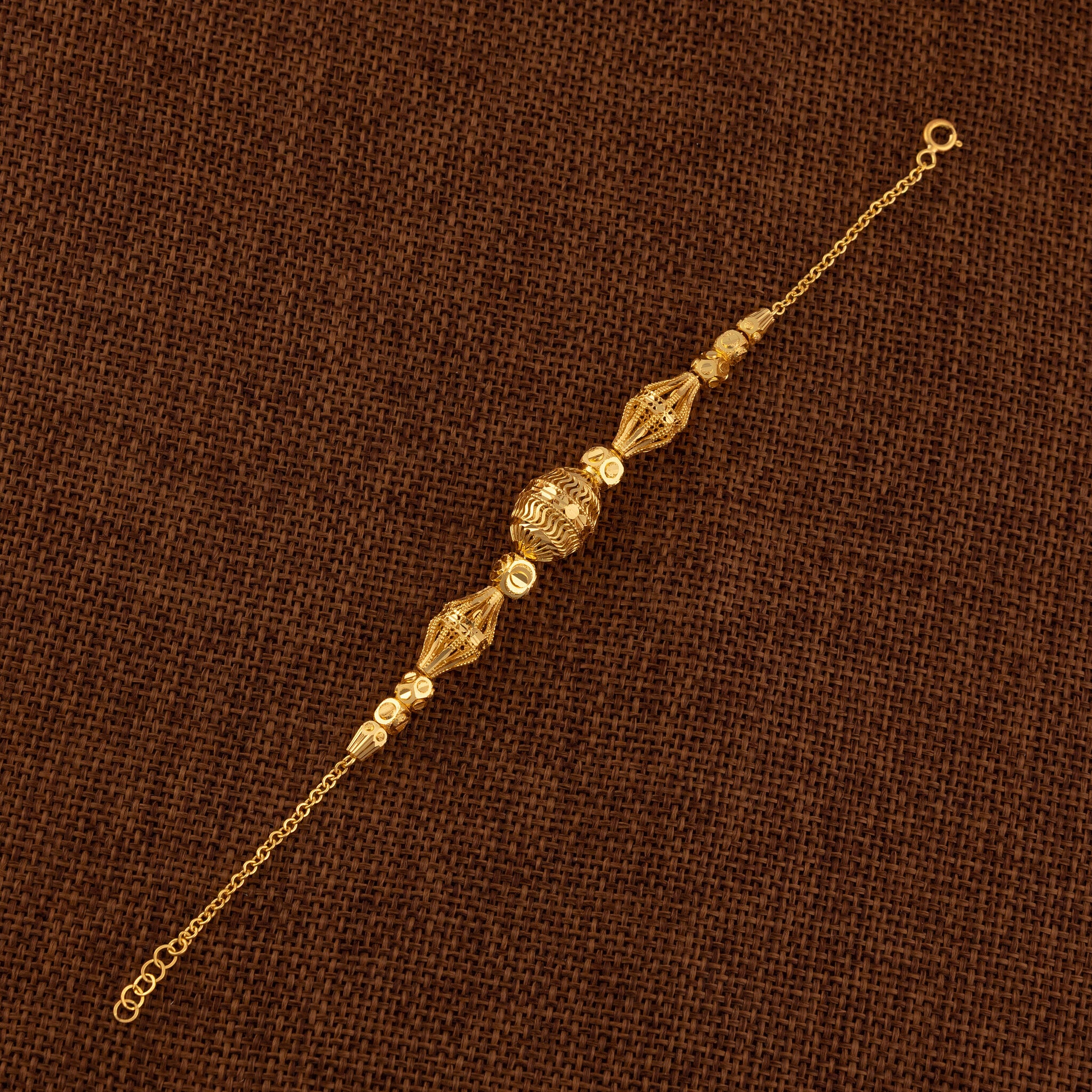 RP Beads & Ball Bracelet (D103) - 925 Silver & 24K Gold Plated - Falaq Jewellery Oman