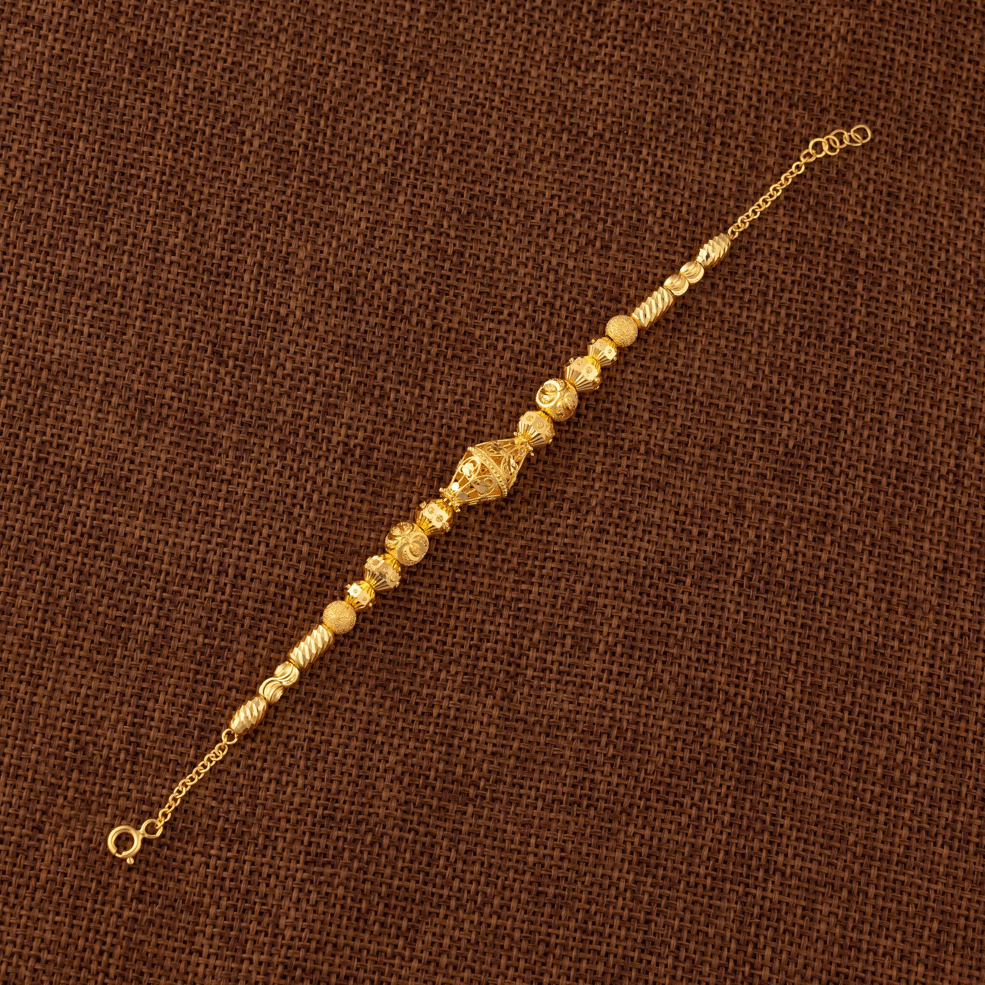 RP Beads & Ball Bracelet (D104) - 925 Silver & 24K Gold Plated - Falaq Jewellery Oman
