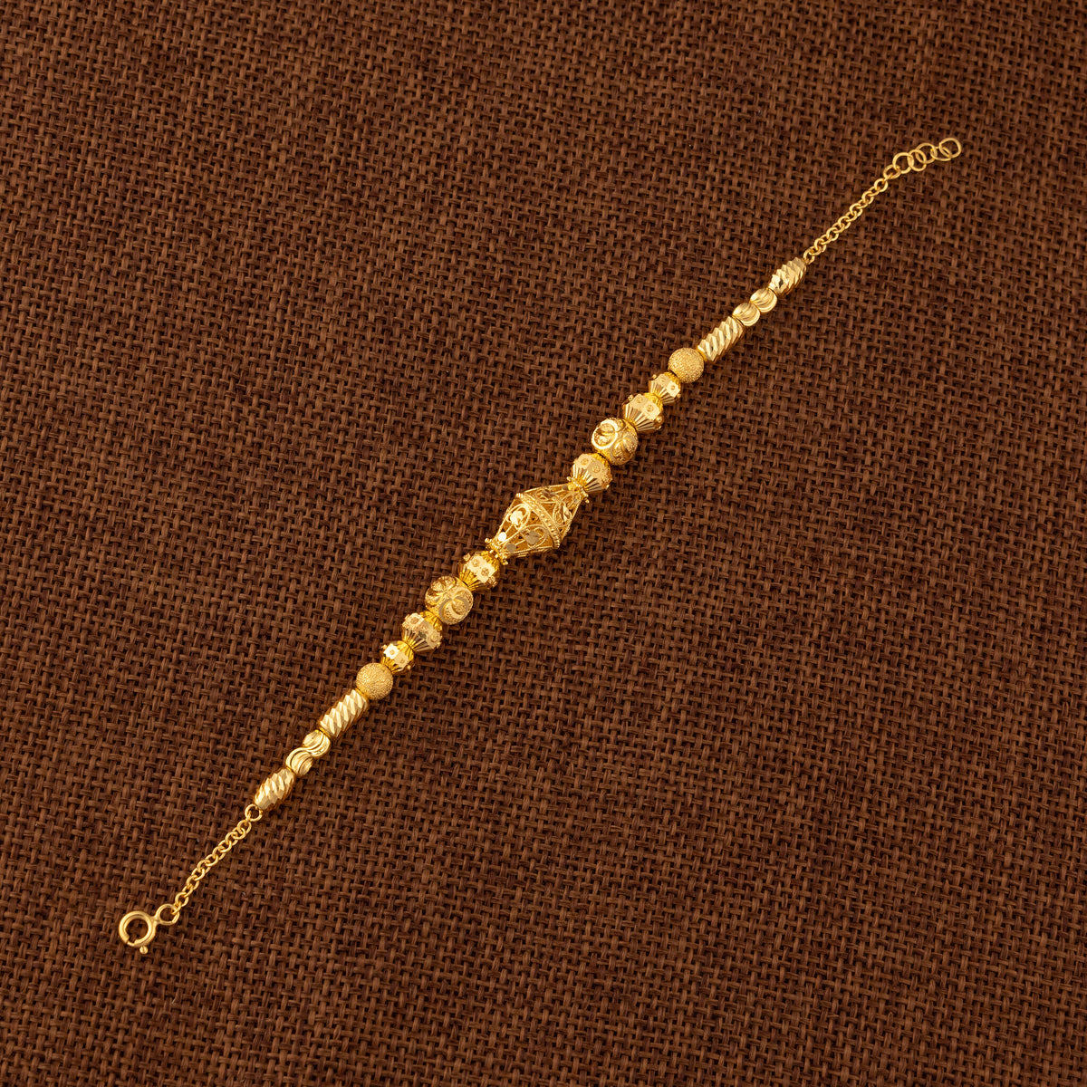 RP Beads & Ball Bracelet (D104) - 925 Silver & 24K Gold Plated - Falaq Jewellery Oman