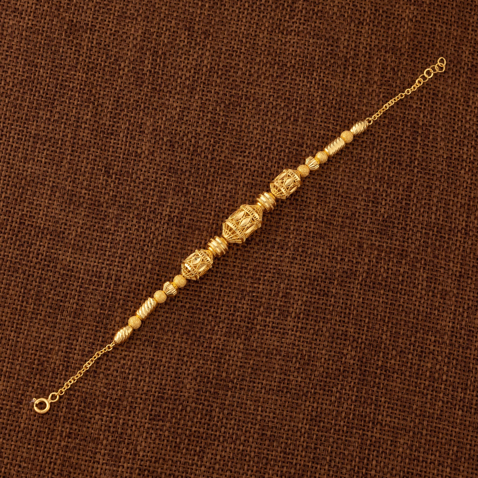 RP Beads & Ball Bracelet (D105) - 925 Silver & 24K Gold Plated - Falaq Jewellery Oman