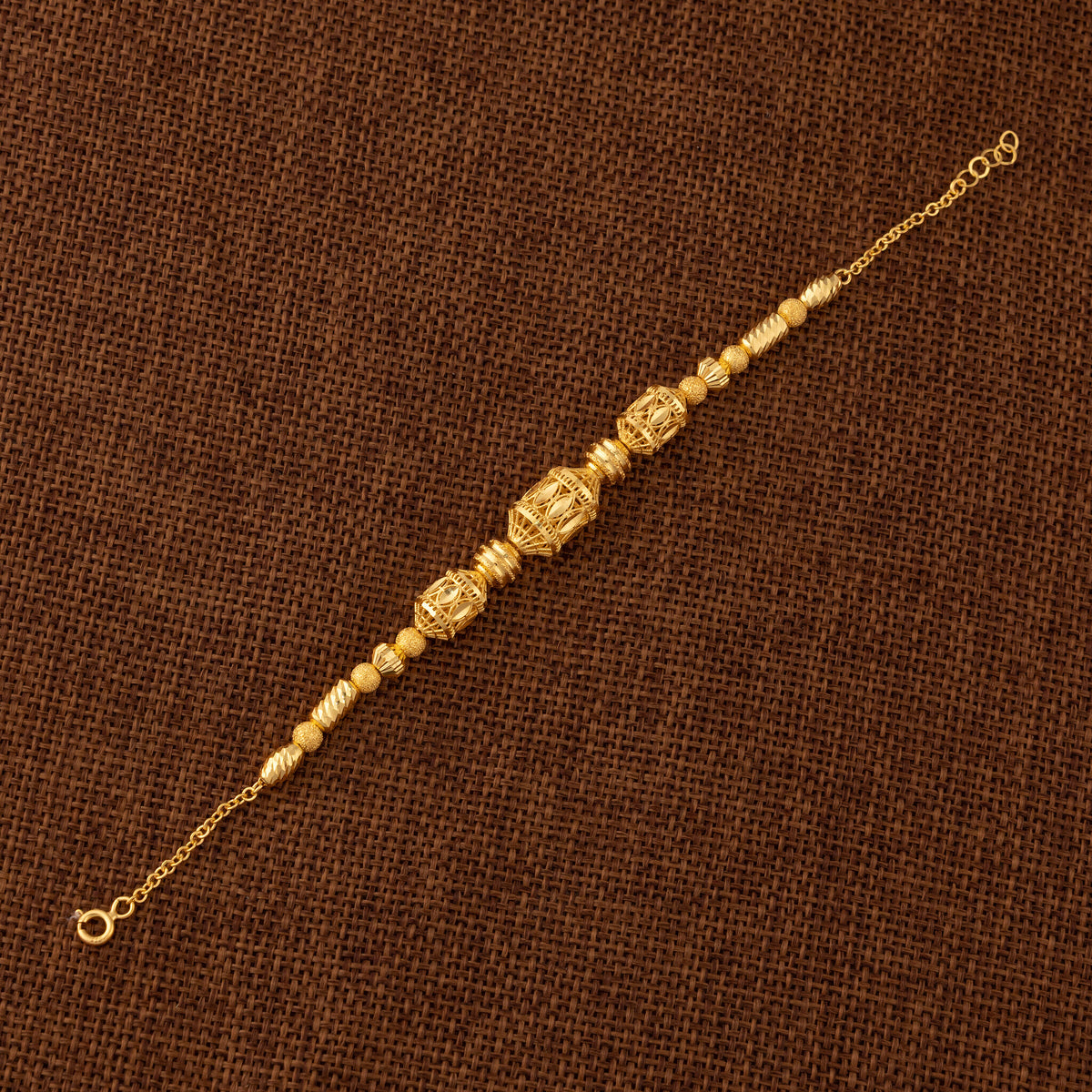 RP Beads & Ball Bracelet (D105) - 925 Silver & 24K Gold Plated - Falaq Jewellery Oman