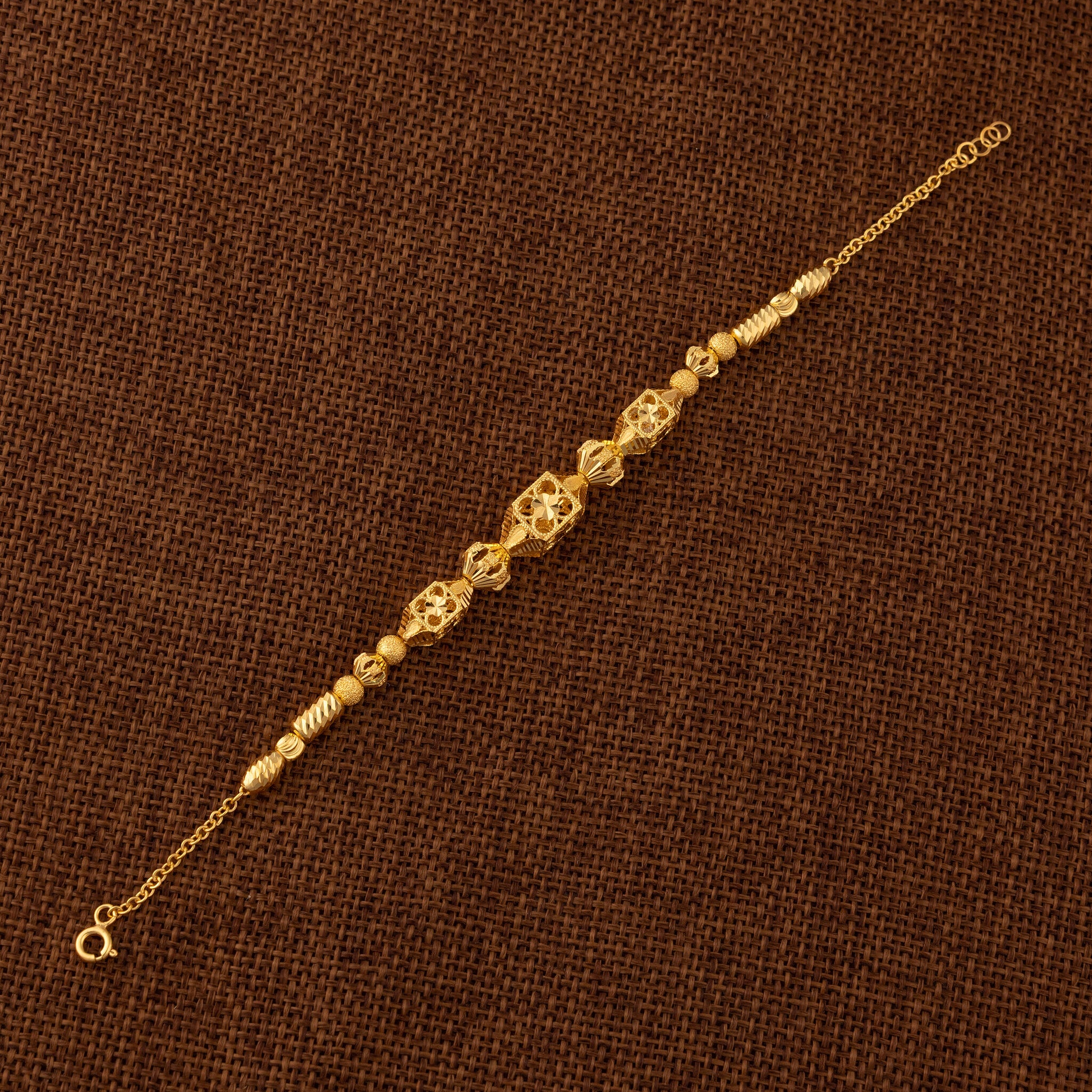 RP Beads & Ball Bracelet (D106) - 925 Silver & 24K Gold Plated - Falaq Jewellery Oman