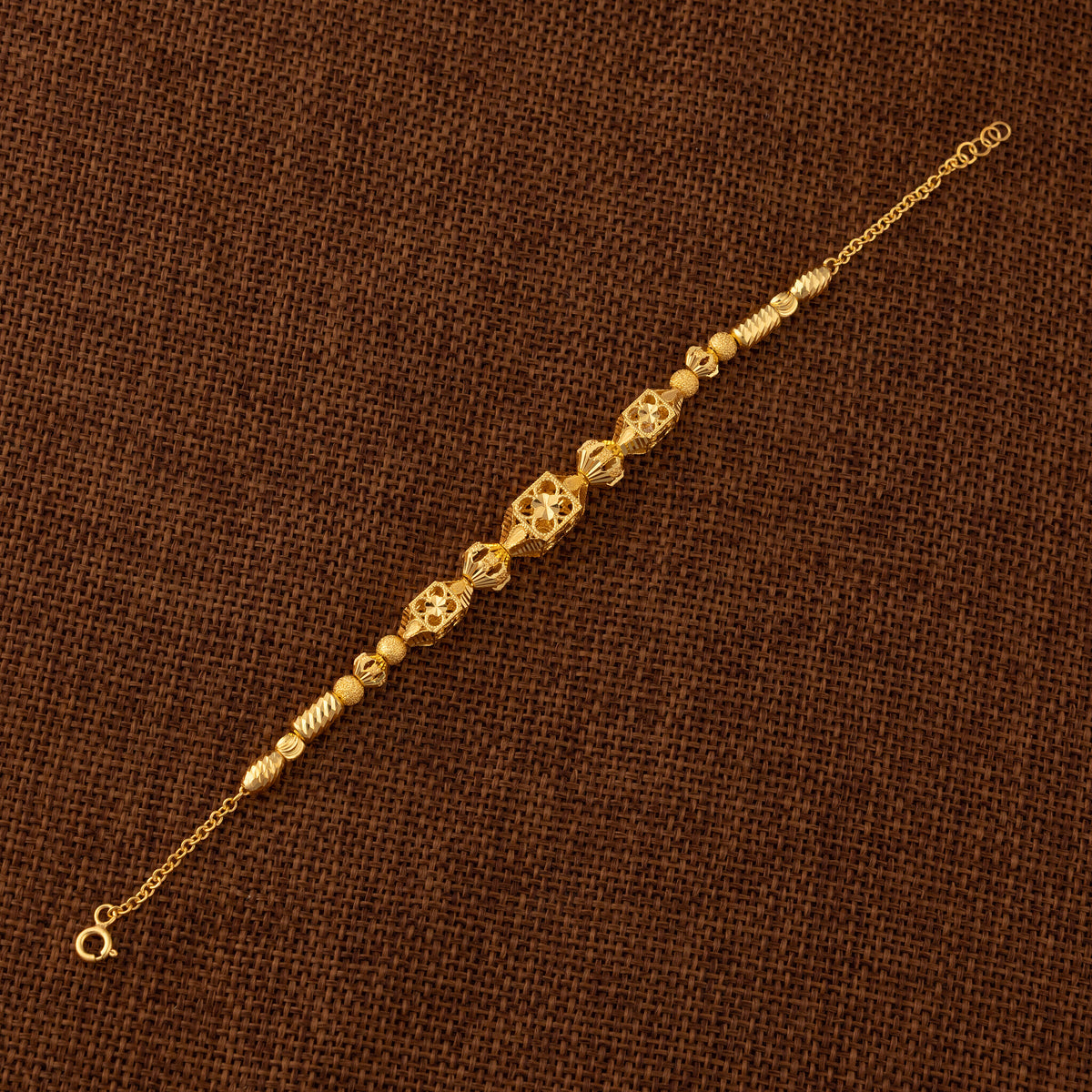 RP Beads & Ball Bracelet (D106) - 925 Silver & 24K Gold Plated - Falaq Jewellery Oman