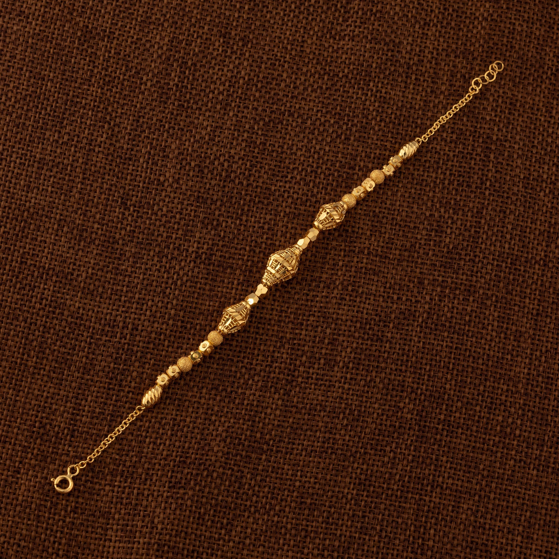 RP Beads & Ball Bracelet (D108) - 925 Silver & 24K Gold Plated - Falaq Jewellery Oman