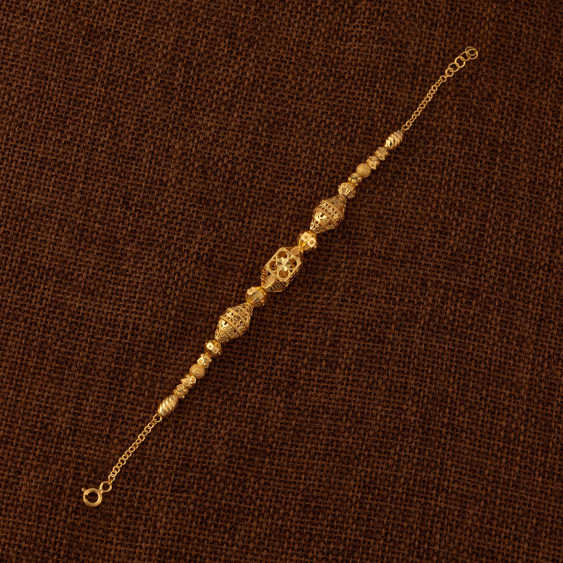 RP Beads & Ball Bracelet (D110) - 925 Silver & 24K Gold Plated - Falaq Jewellery Oman