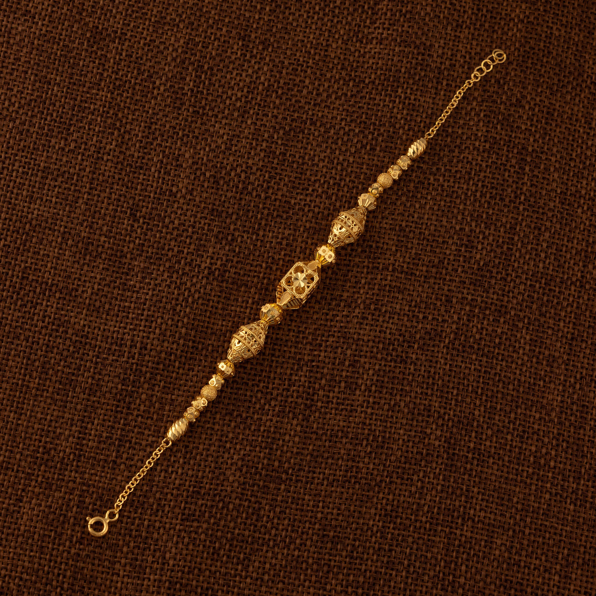 RP Beads & Ball Bracelet (D110) - 925 Silver & 24K Gold Plated - Falaq Jewellery Oman