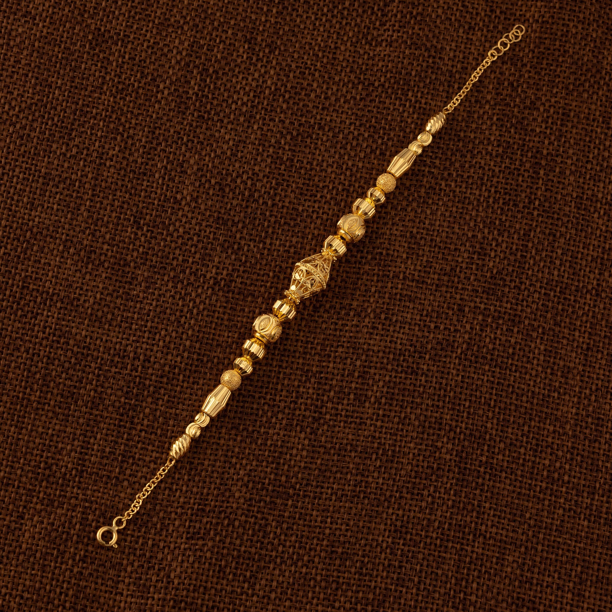 RP Beads & Ball Bracelet (D111) - 925 Silver & 24K Gold Plated - Falaq Jewellery Oman