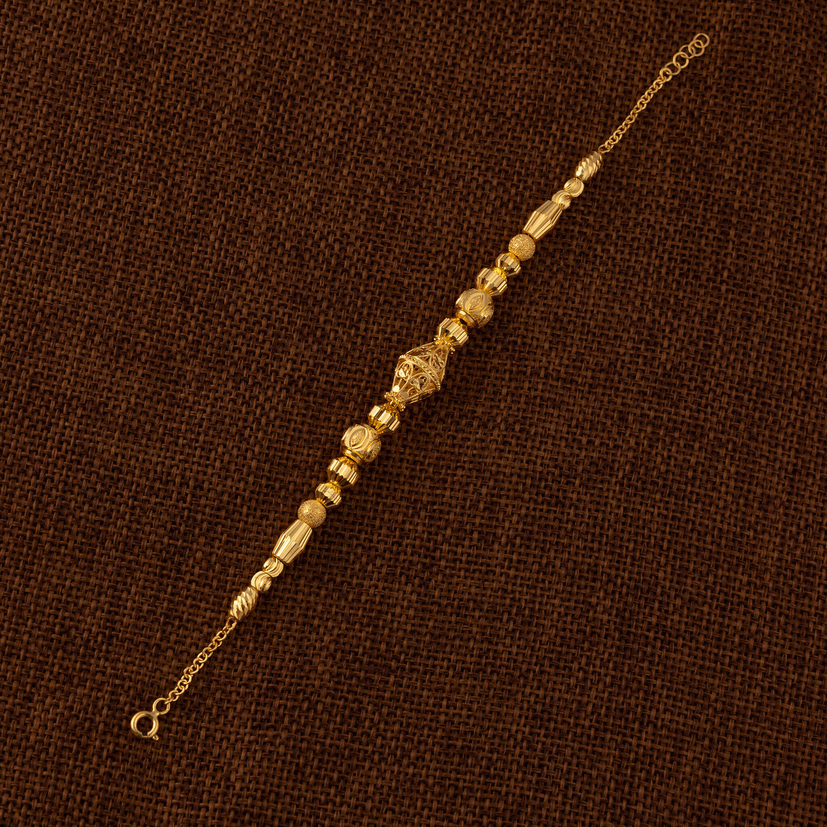 RP Beads & Ball Bracelet (D111) - 925 Silver & 24K Gold Plated - Falaq Jewellery Oman