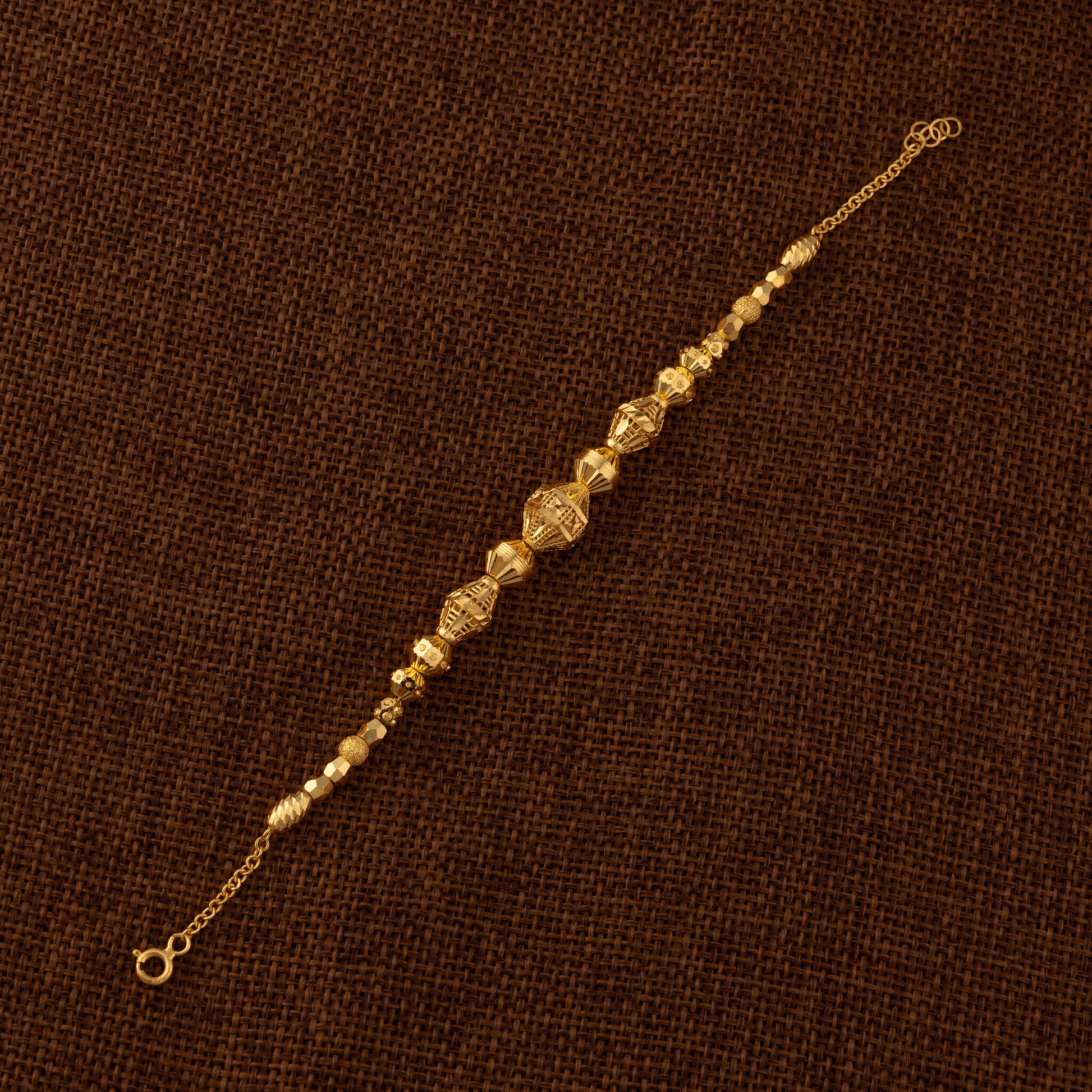 RP Beads & Ball Bracelet (D112) - 925 Silver & 24K Gold Plated - Falaq Jewellery Oman