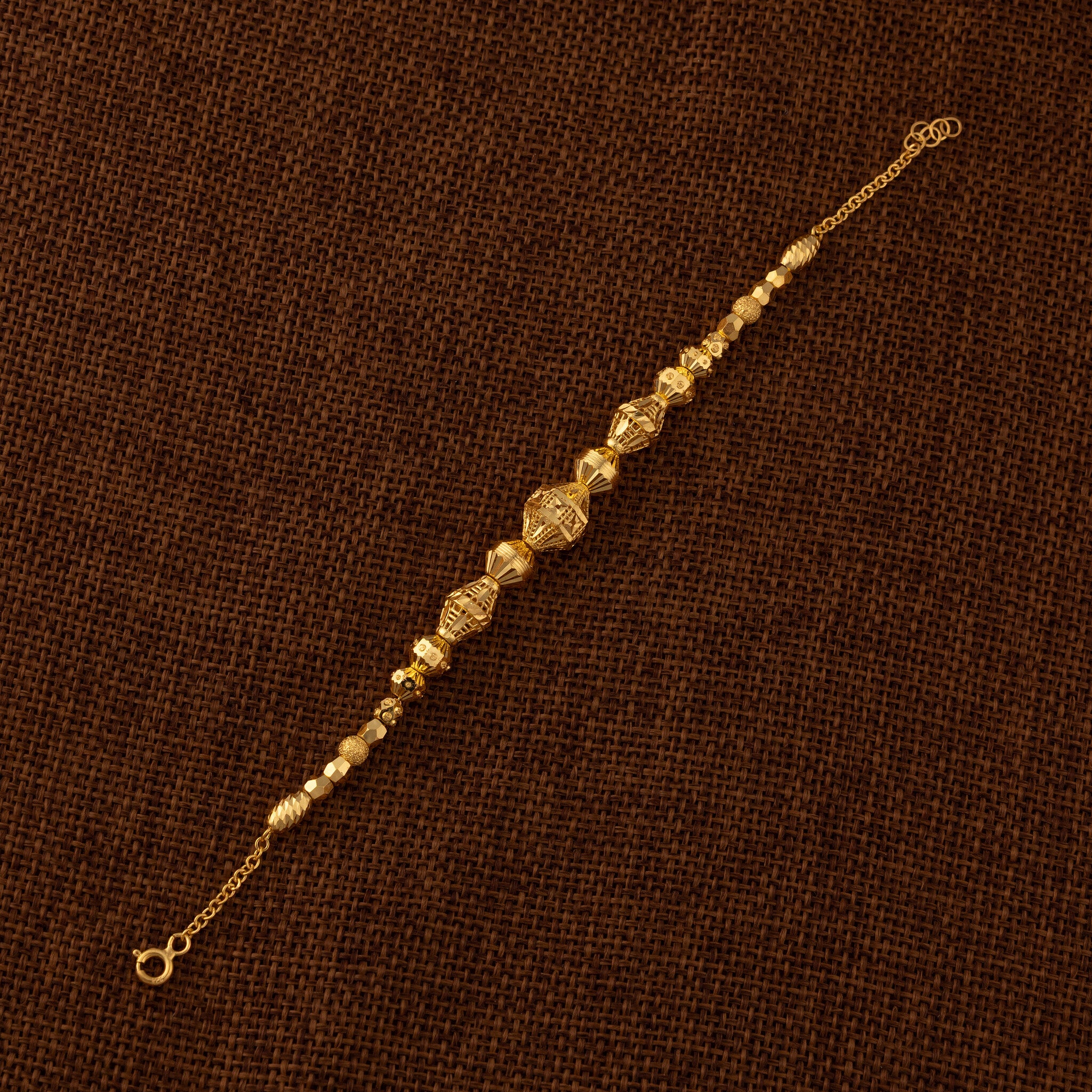 RP Beads & Ball Bracelet (D112) - 925 Silver & 24K Gold Plated - Falaq Jewellery Oman