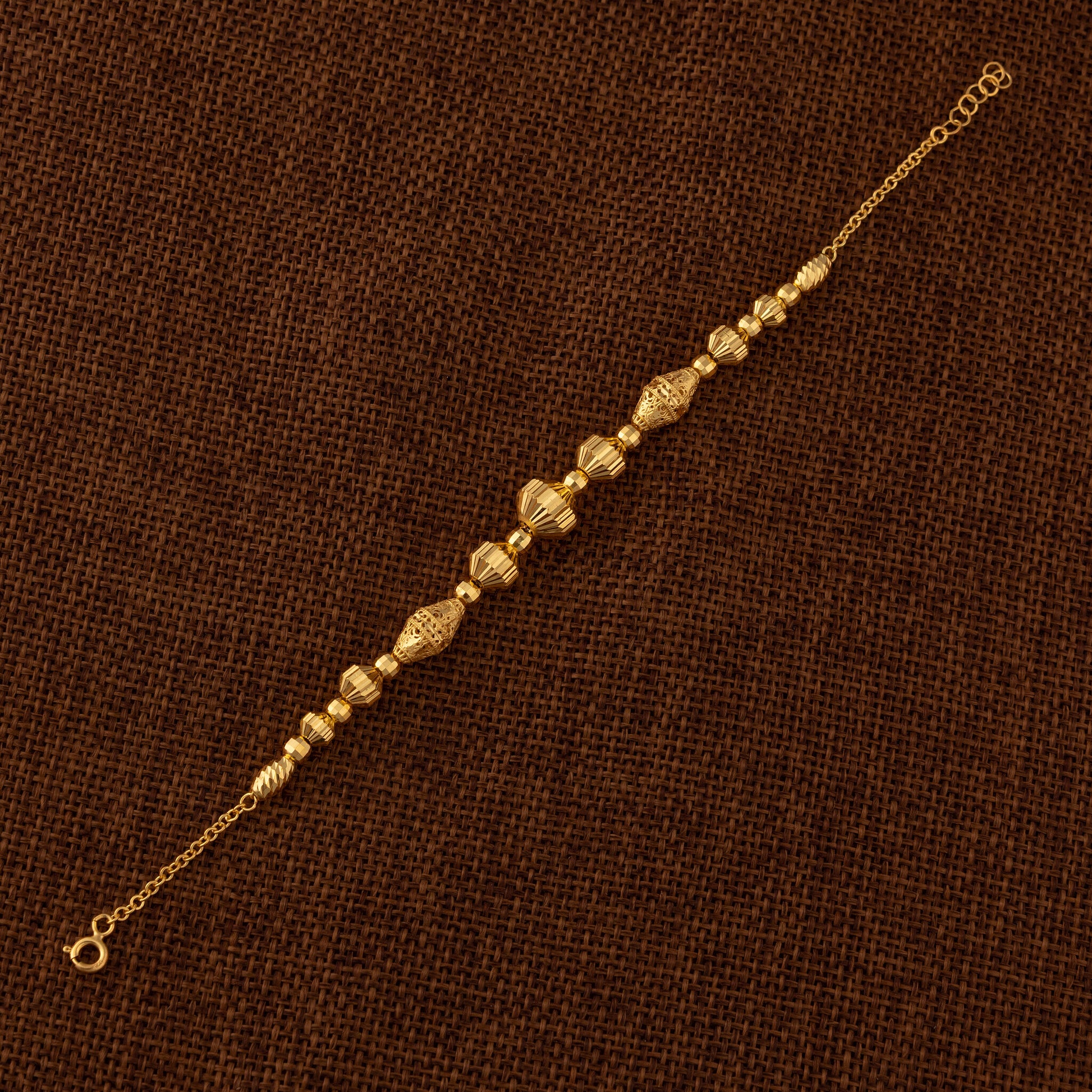 RP Beads & Ball Bracelet (D113) - 925 Silver & 24K Gold Plated - Falaq Jewellery Oman