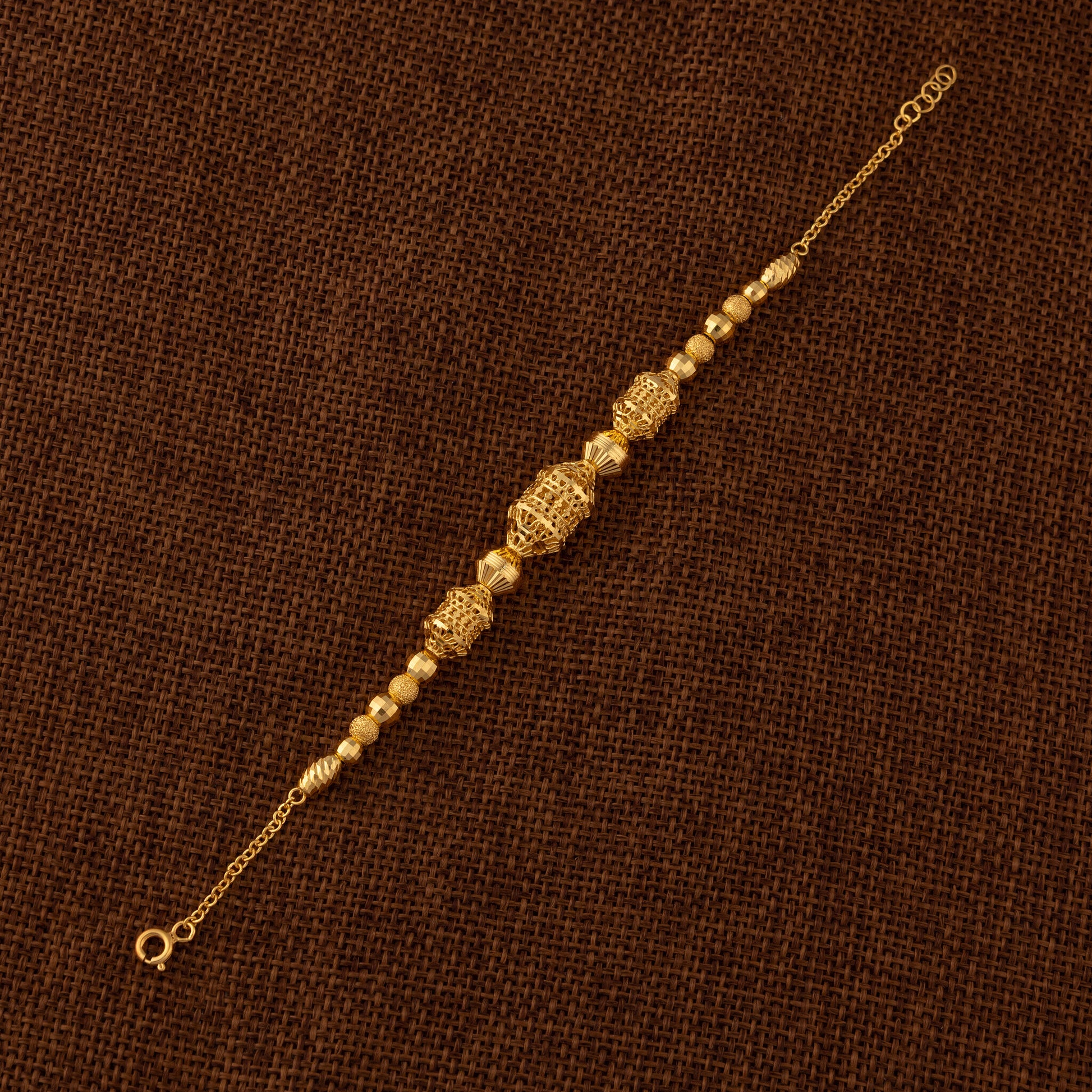 RP Beads & Ball Bracelet (D115) - 925 Silver & 24K Gold Plated - Falaq Jewellery Oman